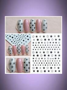 ROMWE Grunge Punk 1sheet Star Pattern Nail Art Sticker, Random Pattern - Black - View 3