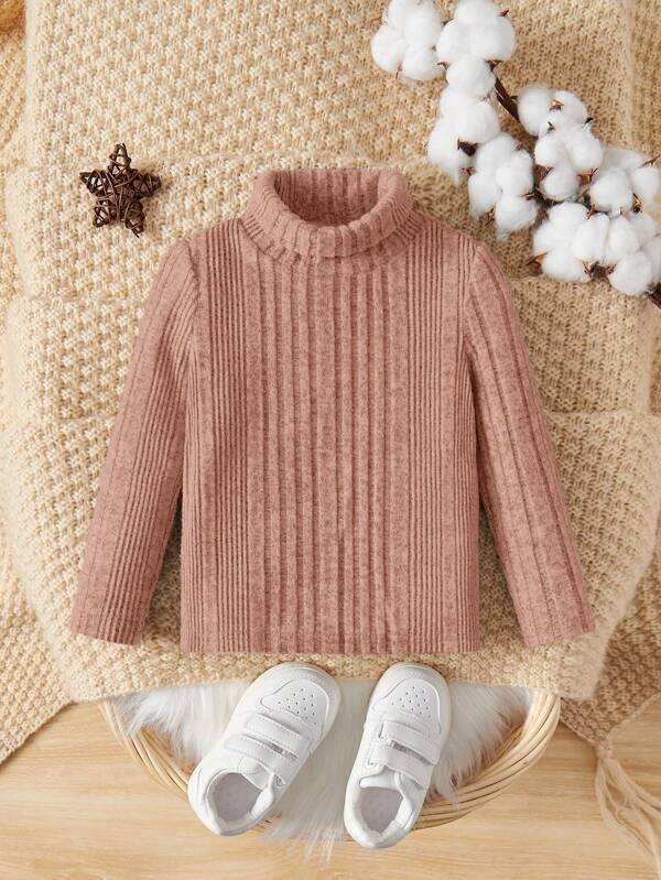 SHEIN Baby Boy Turtleneck Ribbed Knit Top SHEIN USA