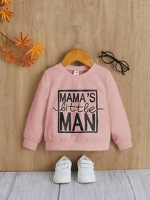 SHEIN Baby Boy Letter Graphic Sweatshirt - Pink - View 1