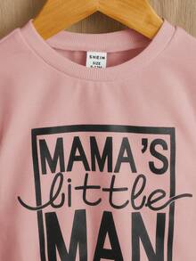 SHEIN Baby Boy Letter Graphic Sweatshirt - Pink - View 4