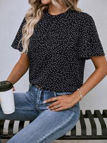 SHEIN Clasi 波點圖案蝴蝶袖襯衫