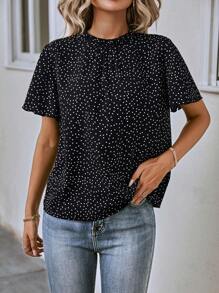 SHEIN Clasi 波點圖案蝴蝶袖襯衫