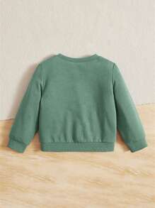 SHEIN Leap Crew Baby Boy's Casual And Simple Letter Printed Sweatshirt, Suitable For Autumn/Winter - Green - View 2