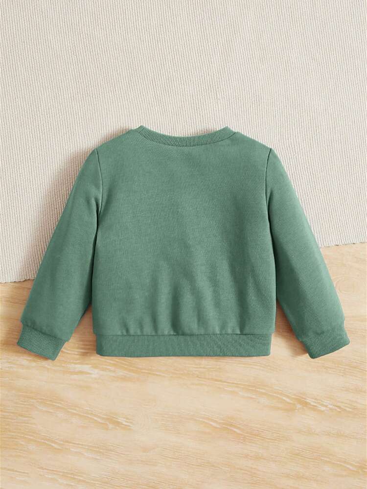 Baby Boy's Casual And Simple Letter Printed Sweatshirt, Suitable For Autumn/Winter
