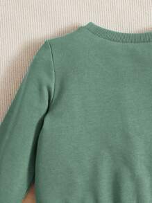 SHEIN Leap Crew Baby Boy's Casual And Simple Letter Printed Sweatshirt, Suitable For Autumn/Winter - Green - View 4