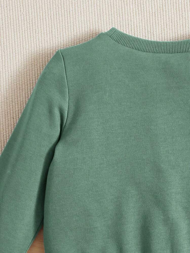 Baby Boy's Casual And Simple Letter Printed Sweatshirt, Suitable For Autumn/Winter