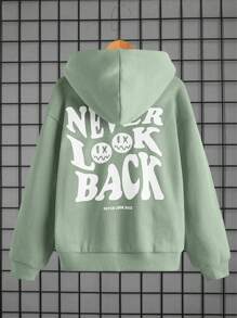 SHEIN Leap Crew Tween Boy Slogan & Cartoon Graphic Drop Shoulder Sweatshirt - Mint Green - View 1
