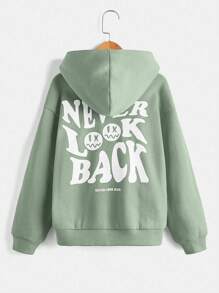 SHEIN Leap Crew Tween Boy Slogan & Cartoon Graphic Drop Shoulder Sweatshirt - Mint Green - View 4
