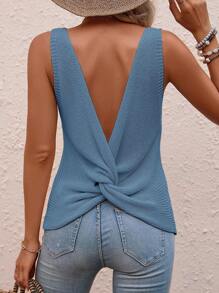 SHEIN LUNE Top de punto girante de espalda abierta