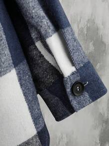 Manfinity Homme 男士格子圖案翻蓋口袋夾克 - 藍白色 - 查看 4