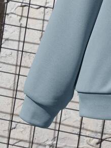 SHEIN Leap Crew Tween Boy Letter Pattern Hoodie & Joggers - Dusty Blue - View 3