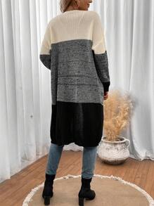 SHEIN LUNE Color Block Drop Shoulder Cardigan