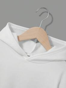 SHEIN 男大童素色連帽加絨內裏運動衫 - 白色 - 查看 4
