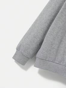 SHEIN Tween Boy Solid Hooded Thermal Lined Sweatshirt - Light Grey - View 3