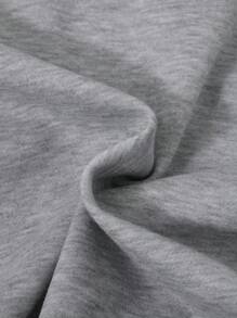 SHEIN Tween Boy Solid Hooded Thermal Lined Sweatshirt - Light Grey - View 5