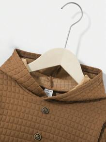 SHEIN 男童字母贴布口袋卫衣，秋冬季 - 棕色 - 查看 4