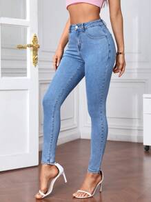 SHEIN Privé Slant Pocket Skinny Jeans