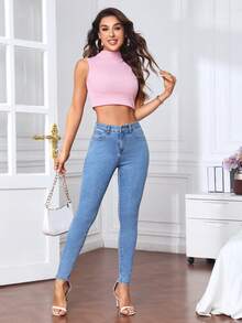 SHEIN Privé Slant Pocket Skinny Jeans