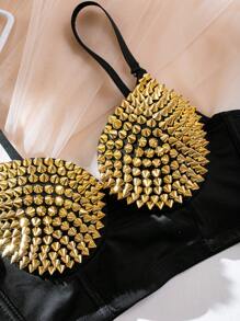 SHEIN Unity 性感釘釦撞色女士背心 - 黑色 - 查看 3