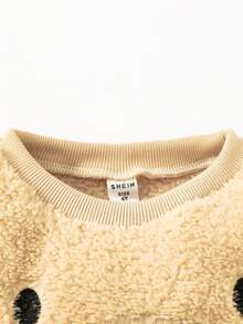 SHEIN 男小童卡通刺繡絨毛運動衫&圍巾