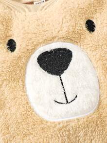 SHEIN 男小童卡通刺繡絨毛運動衫&圍巾