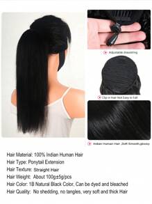 Straight Drawstring Ponytail Human Hair Extension Natural Black Color 12-26 Inchres Remy Human Hair Extension Top Quality Ponytail Extension For Women Daily Use Human Hair Extensions