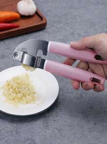 1pc Multifunction Garlic Press, Pink Garlic Grater For Kitchen