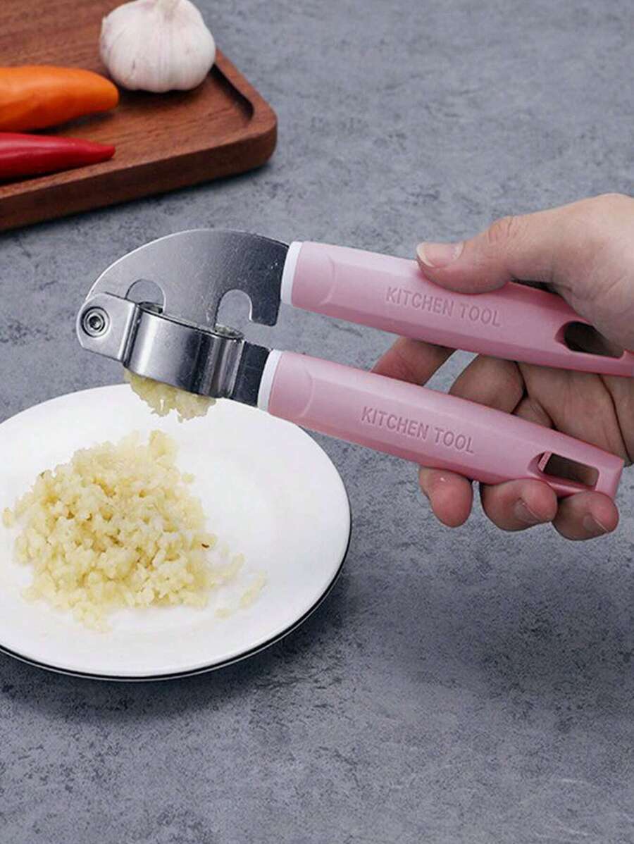 1pc Multifunction Garlic Press, Pink Garlic Grater For Kitchen
