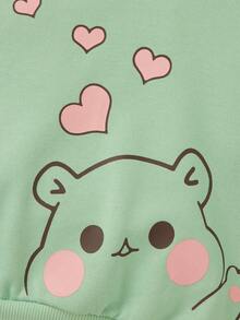 SHEIN 女婴卡通图案卫衣 - 薄荷綠 - 查看 4