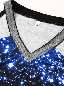 Contrast Sequin Cold Shoulder Tee - Blue - View 4