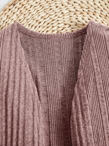 SHEIN Đứa bé gái Mở Mặt trước áo & Đồ đan Ribbed Áo liền quần - Bụi tím - Xem 5