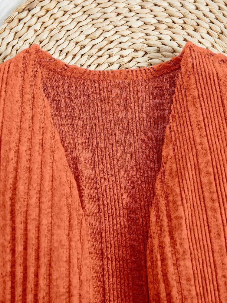 2pcs Baby Girl Knitted Solid Color Jumpsuit & Cardigan Set For Spring/Fall, Warm