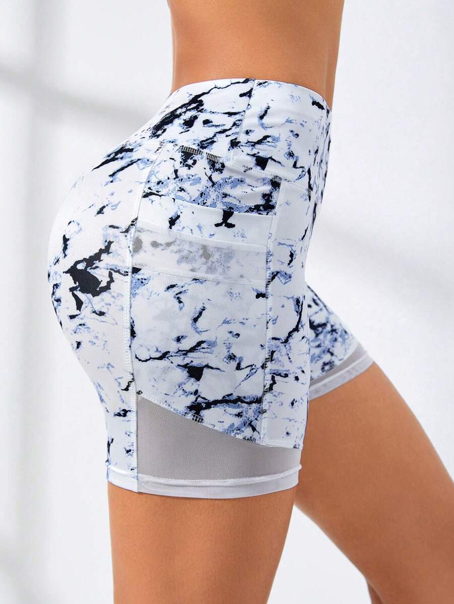 Gameset SHEIN Sport Tie Dye Mesh Insert Phone Pocket Side Sports Shorts Sweater Shorts - Multicolor - View 1