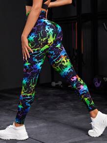 Gameset SHEIN Sport Allover Print Wideband Waist Sports Leggings Yoga Women Pants - Multicolor - View 7