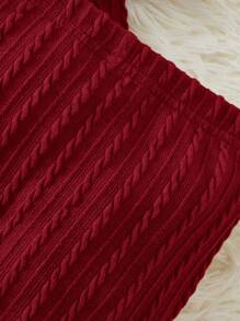 SHEIN 女嬰素色背心上衣&緊身打底褲&外套 - 酒紅色 - 查看 3