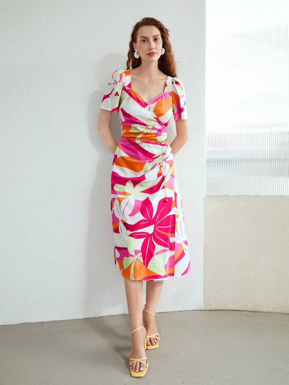 MOTF FLORAL MIDI DRESS WITHOUT CHAIN