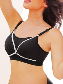 Moonlight&Mama 孕婦蕾絲邊哺乳內衣 - 黑色 - 查看 6