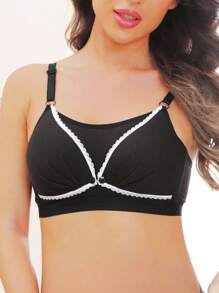 Moonlight&Mama 孕婦蕾絲邊哺乳內衣 - 黑色 - 查看 7