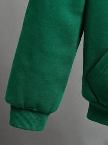 SHEIN 男大童鴿子印花拉鏈連帽衫 - 綠色 - 查看 4