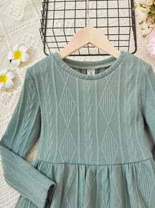 SHEIN 女大童素色花邊下擺上衣和褲子 - 薄荷綠 - 查看 3