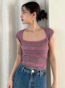 DAZY Mẫu sọc Áo đan Crop - Nhiều màu - Xem 3