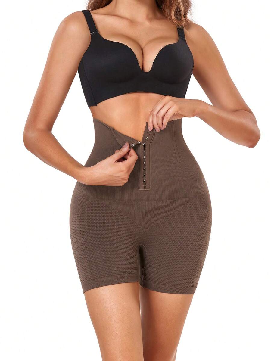 高腰塑形短褲 - 棕色 - 查看 1