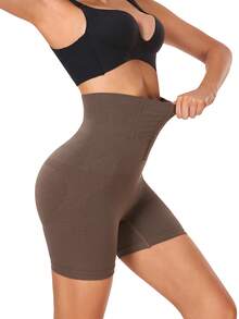 高腰塑形短褲 - 棕色 - 查看 5