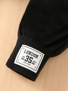 Baby Boy Black Thickened Classic Bottoms For Autumn And Winter