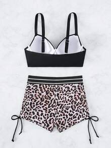 Leopard Print Push Up Bikini Set - Multicolor - View 2