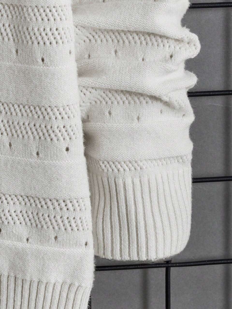 Men Solid Pointelle Knit Sweater, For Fall Winter
