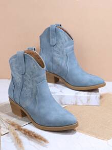 SHUZIA Stiefel Minimalistisch Slip On klobigem Absatz,
