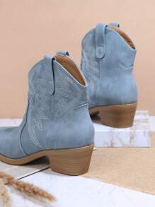 SHUZIA Stiefel Minimalistisch Slip On klobigem Absatz,