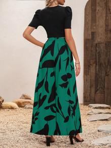 SHEIN Clasi 休閒植物女士兩件套 - 墨綠色 - 查看 2