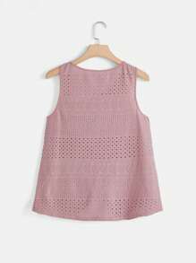 SHEIN Clasi Áo hai dây Plus Size Tranh thêu Bất đối xứng màu trơn Giải trí - Bụi hồng - Xem 2